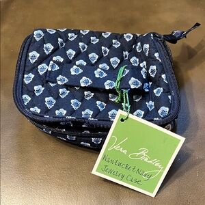 Vera Bradley Navy and Blue Patterned Jewelry Case